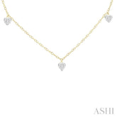 1/3 Ctw Lovebright Heart Motif Round Cut Diamond Station Necklace in 14K Yellow Gold